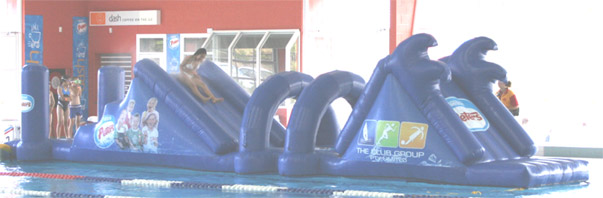 AquaCastle inflatable in the CISAC leisure pool