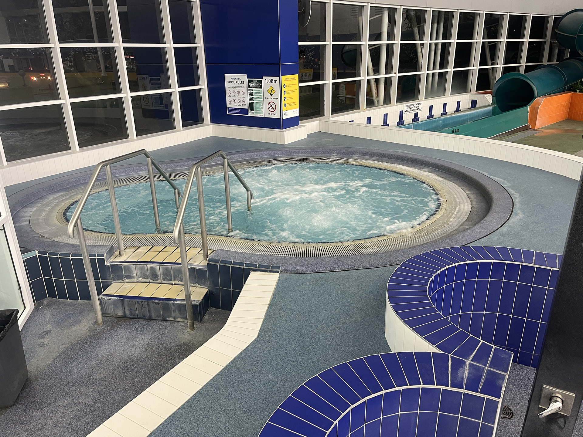The 20-person heated spa at CISAC